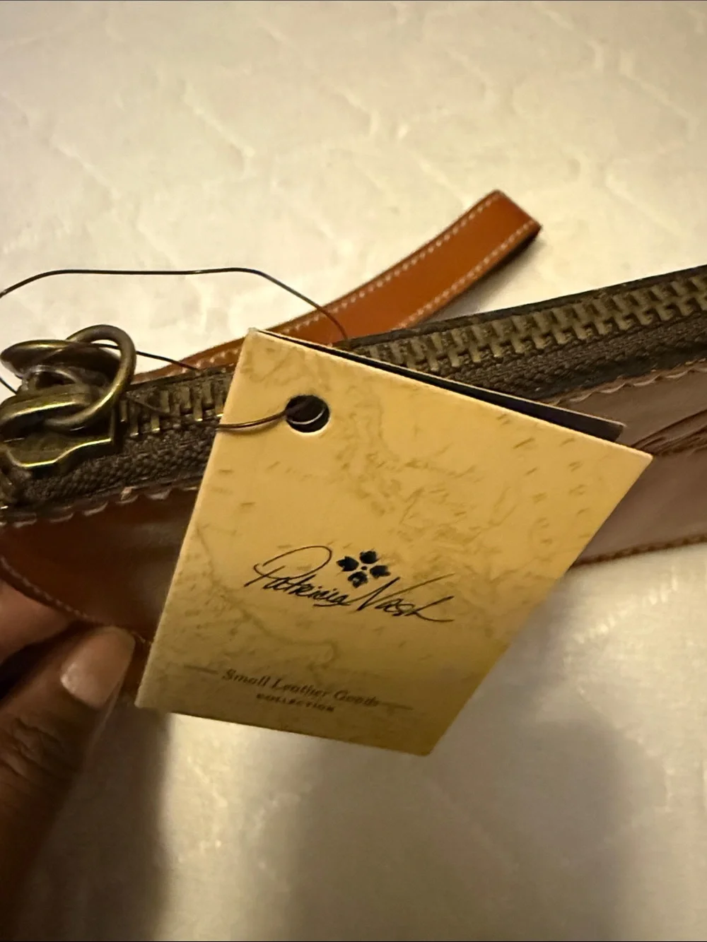 Patricia Nash Tan Leather Wristlet Clutch